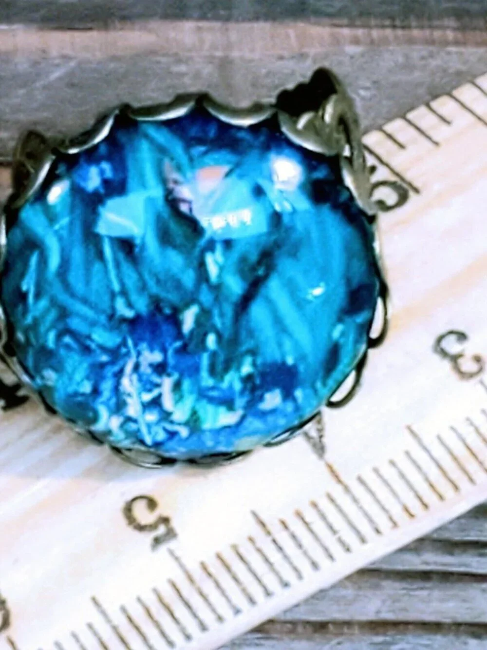 Vincent van Gogh Irises Famous Painting Art Glass Cabochon Bronze Filigree Ring